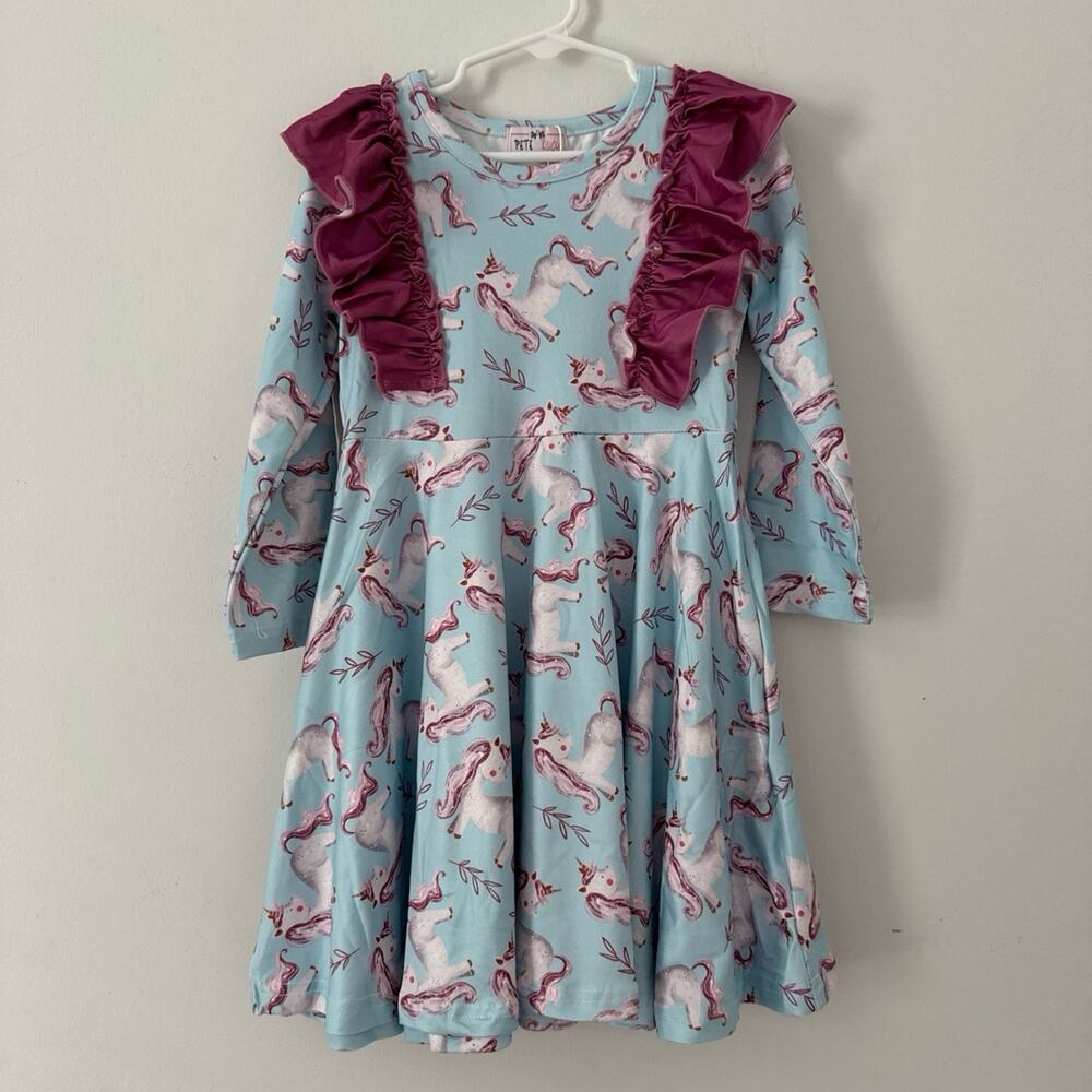 Pete and Lucy Boutique Long Sleeve Unicorn Dress Size 3T